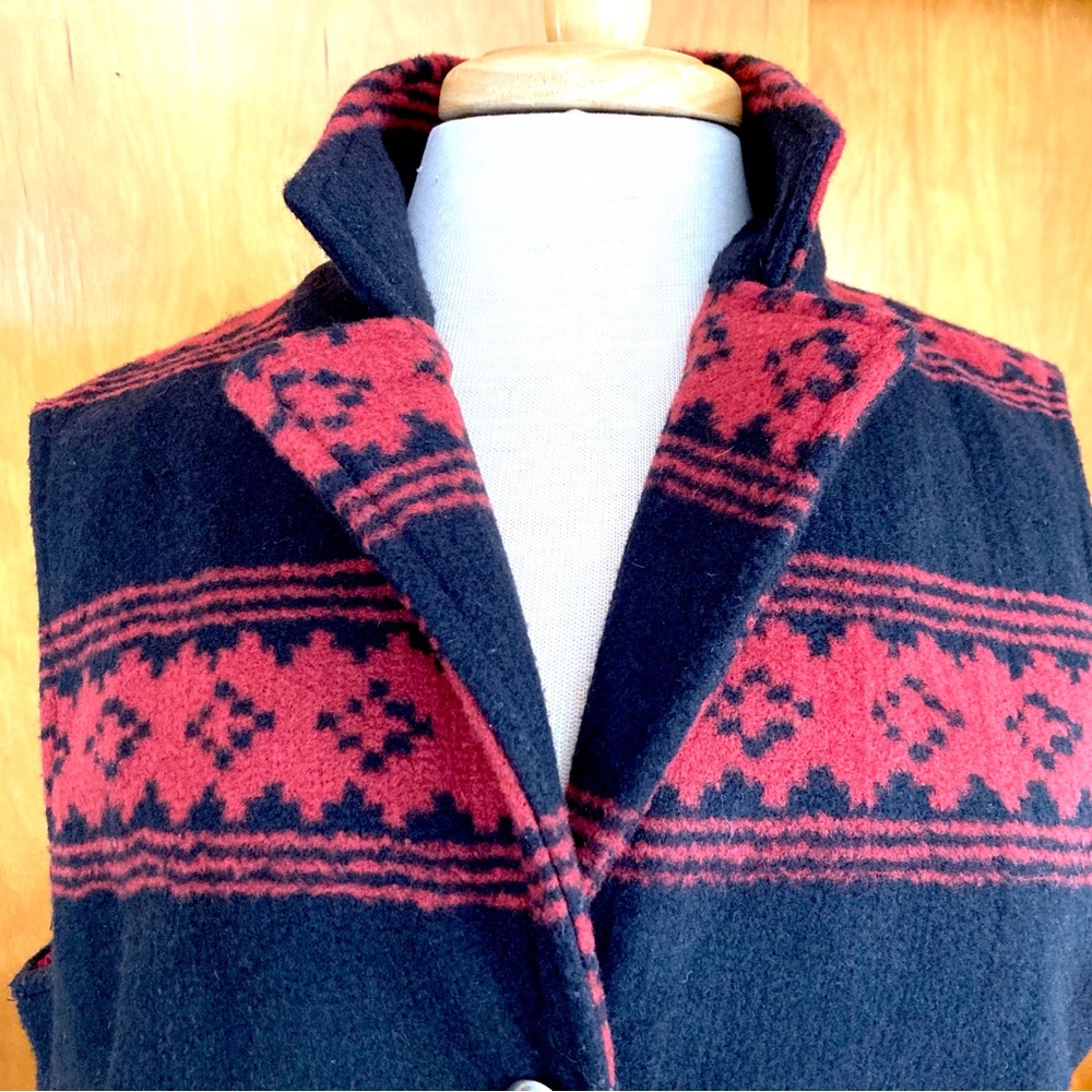 Orvis Vest Black Red Diamond Patterned 3 Button W… - image 3